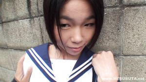 m-204 - Schoolgirl gets four dicks